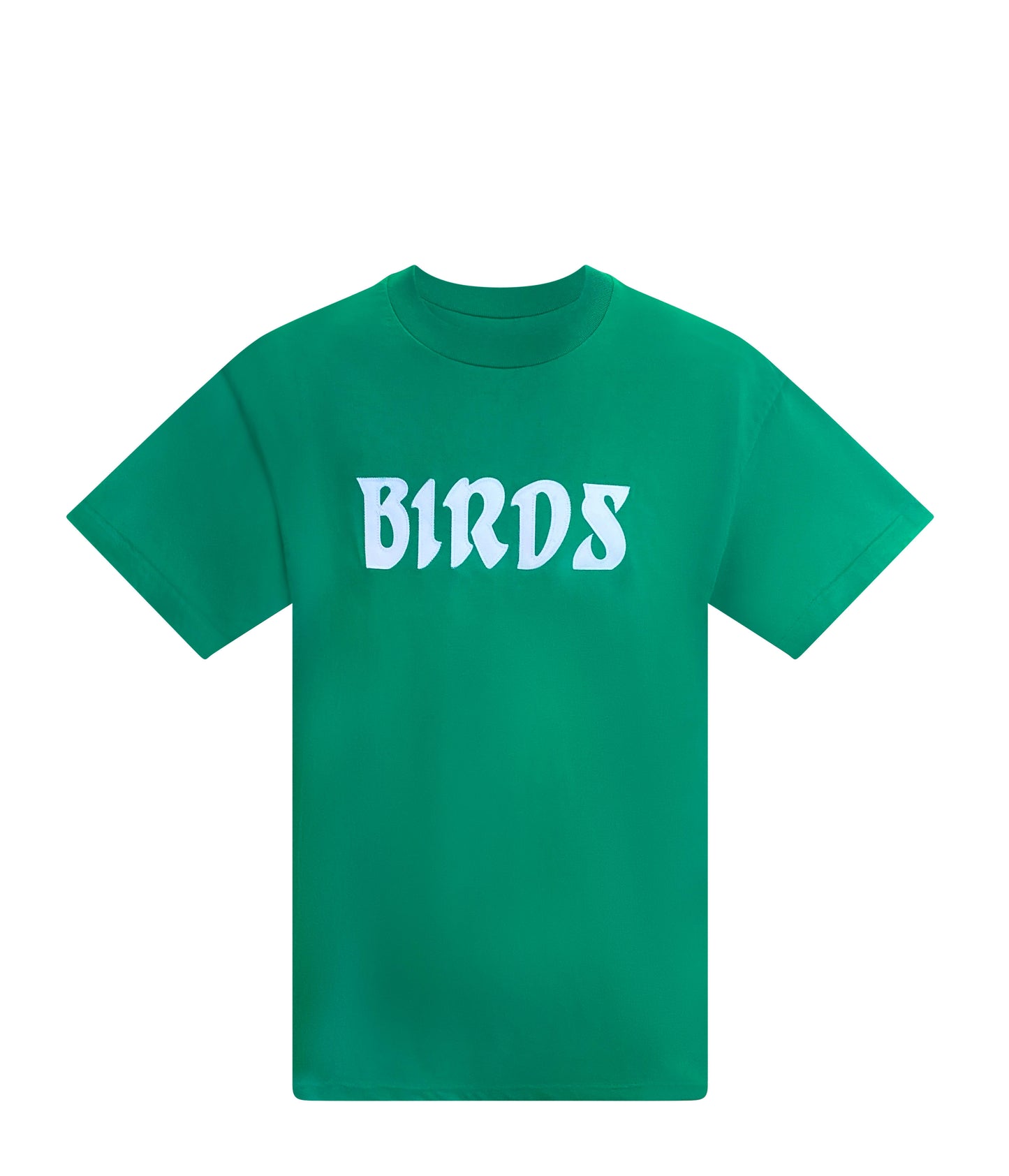 Kelly Green Retro Tee with Sewn-On BIRDS