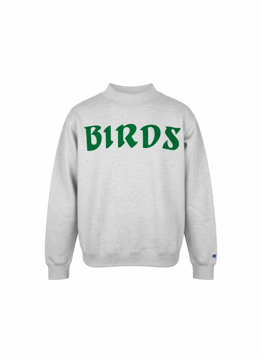 Heavyweight Oatmeal Women’s BIRDS Mock Neck (Screen Printed)