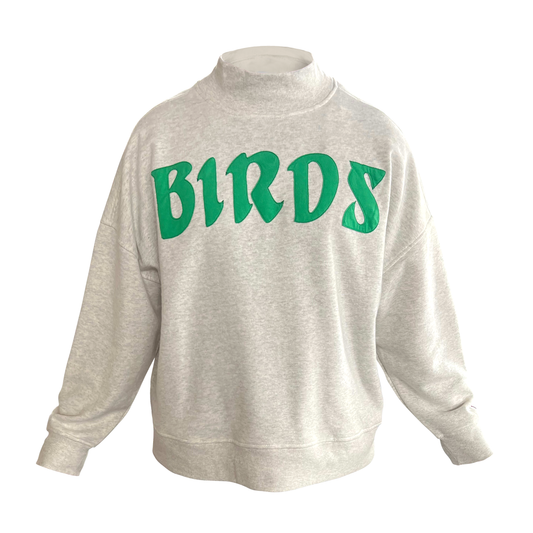 Oatmeal Women’s BIRDS Mock Neck