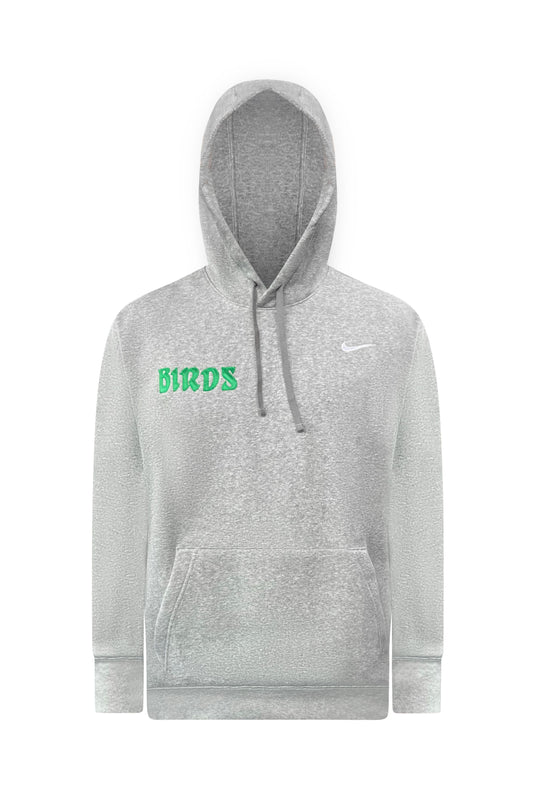 Grey Left Chest Nike Hoodie with Sewn-On BIRDS