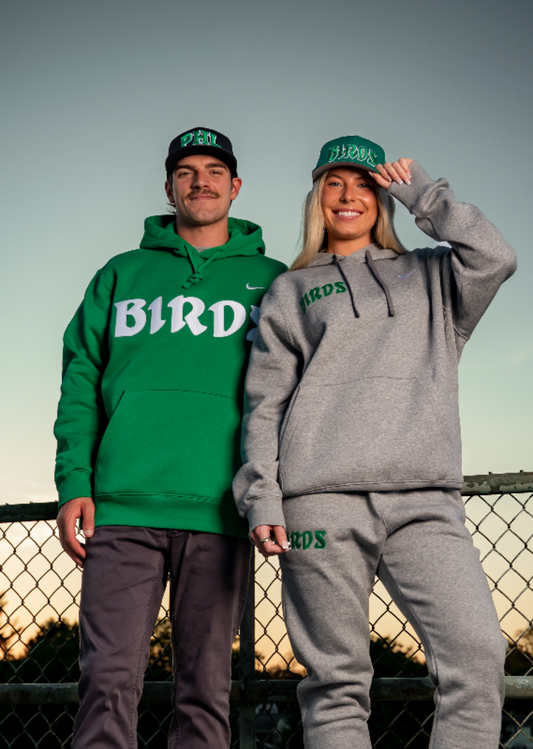 Kelly Green Retro Nike Hoodie with Sewn-On BIRDS