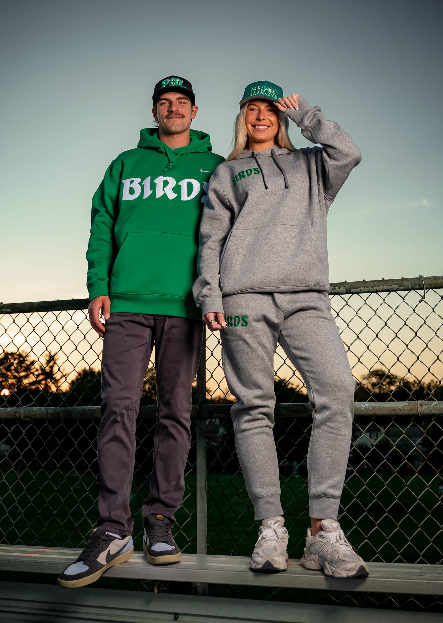 Grey Left Chest Nike Hoodie with Sewn-On BIRDS