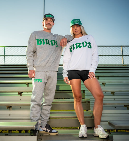 Grey Retro Nike Joggers with Sewn-On BIRDS